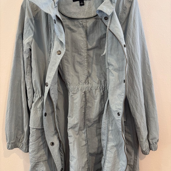 Banana Republic Women's SZ S Trench Coat Jacket Adjustable Waist Light Green - Picture 11 of 14